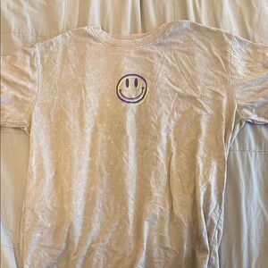 Smiley Face Beige Short Sleeve Tee